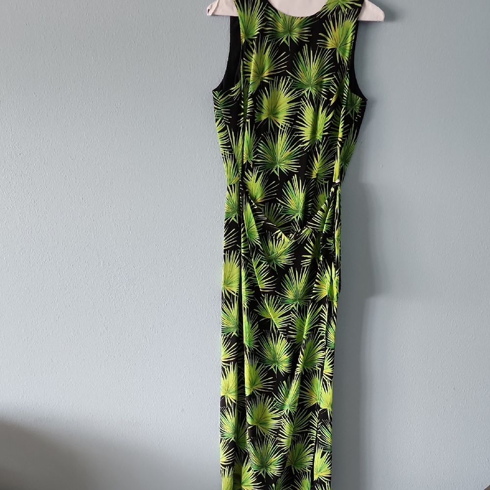 August Hale Vintage Silk Tropical Palm Print Maxi Dress Womens Sz 6 L53"